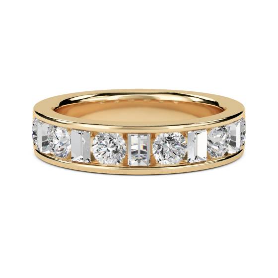1,00 ct VS/E-F Rund- und Baguette-Naturdiamant-Ewigkeitsring