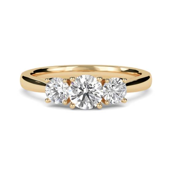 Eleganter Trilogie-Ring mit rundem Diamanten