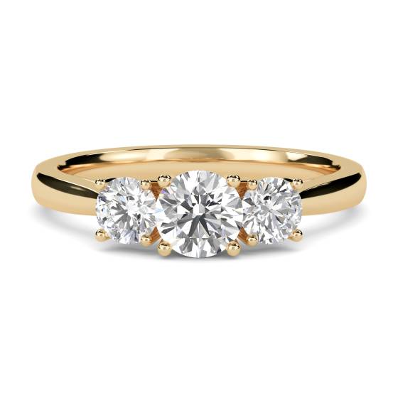 Eleganter Trilogie-Ring mit rundem Diamanten