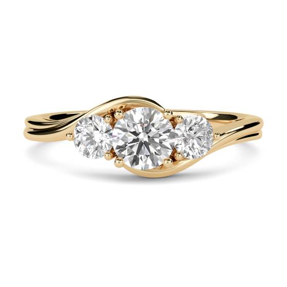 Einzigartiger Trilogie-Ring mit rundem Diamanten