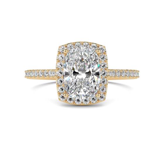 Ring mit 1,50 ct Aquamarin im Kissenschliff und Diamant-Halo