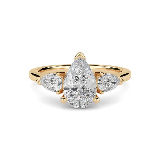 Eleganter Birnenförmiger Diamant-Trilogie-Ring