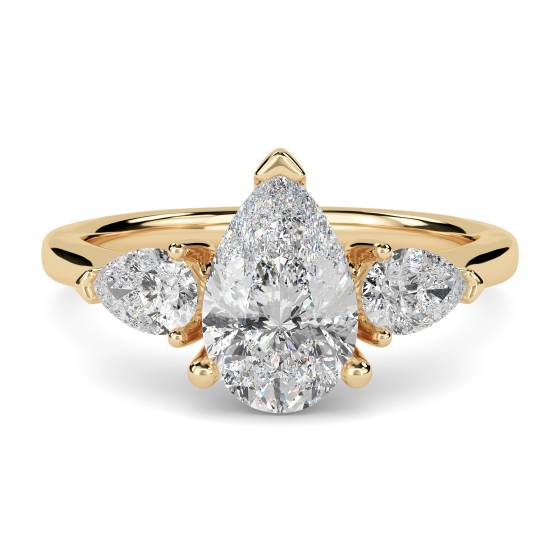Eleganter Birnenförmiger Diamant-Trilogie-Ring