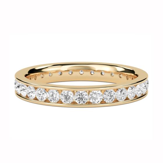 Ehering mit rundem Diamanten im Schliff (0,75 ct, VS/F-G)