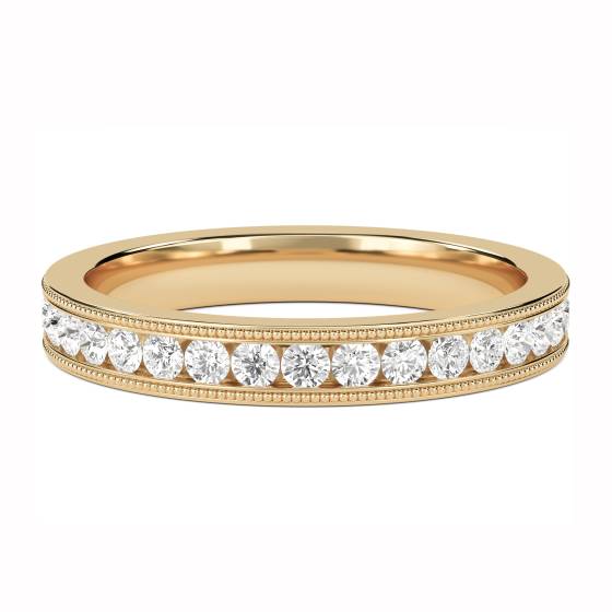 Ehering mit rundem Diamanten im Schliff (0,75 ct, VS/F-G)