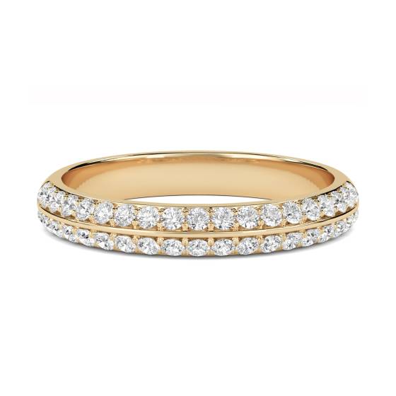 Designer Knife Edge Round Diamond Wedding Ring