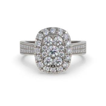 Single Halo Diamond Cluster Shoulder Set Ring
