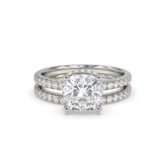 Brautset mit Kissen-Diamant-Halo