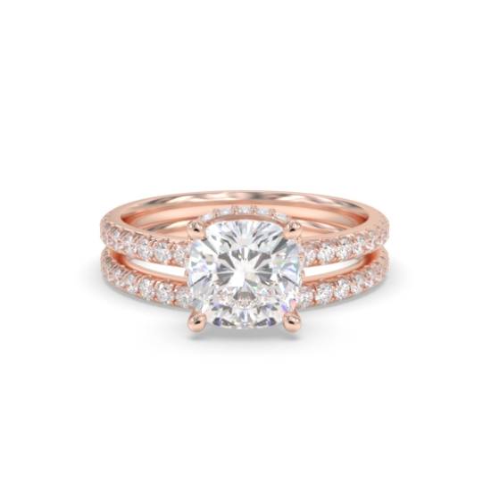 Brautset mit Kissen-Diamant-Halo
