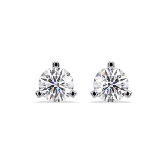 3-Krallen-Ohrstecker mit rundem Diamanten