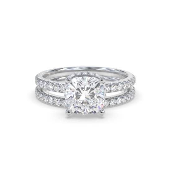 Brautset mit Kissen-Diamant-Halo
