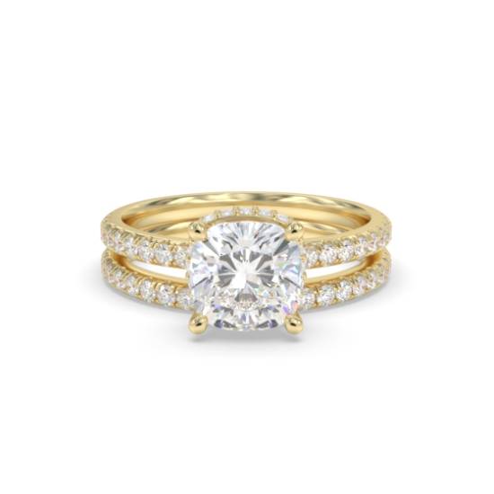 Brautset mit Kissen-Diamant-Halo